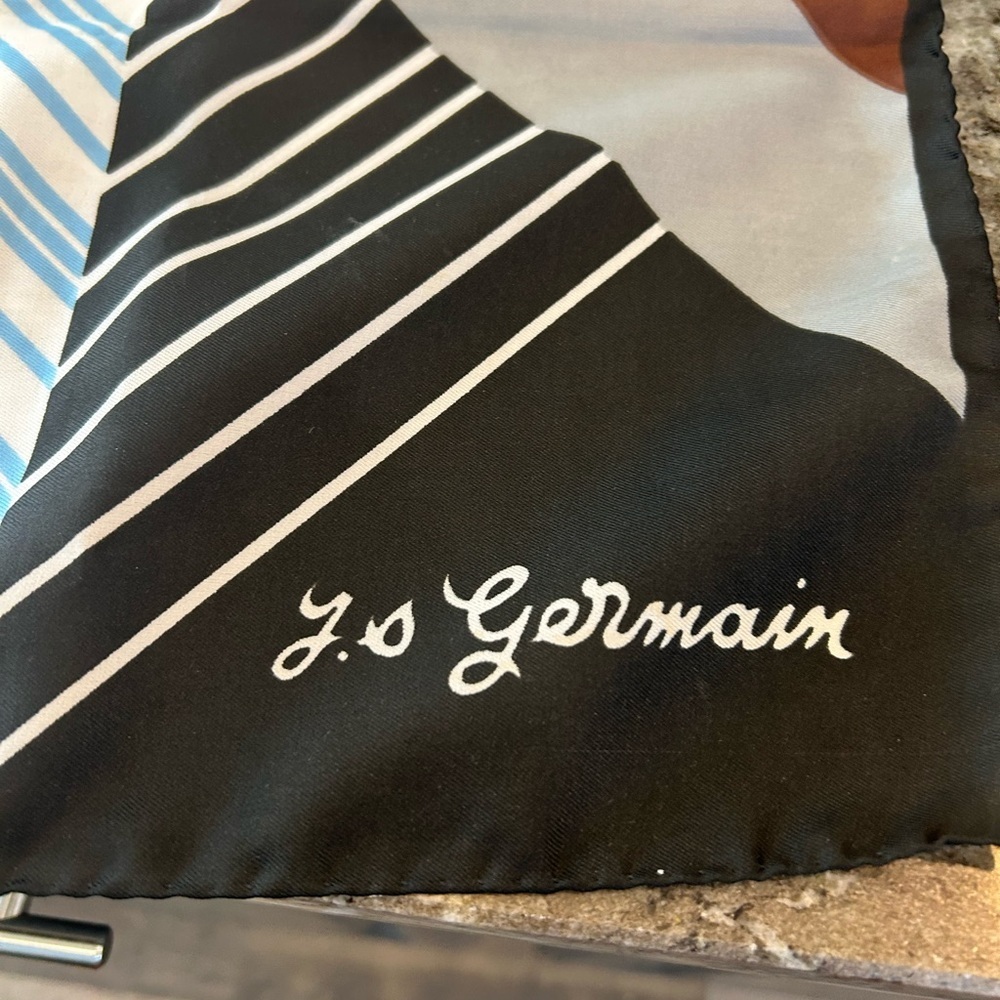 VINTAGE J.S. Germain Striped Scarf, no tag/a few stains. GUC - Picture 2 of 4